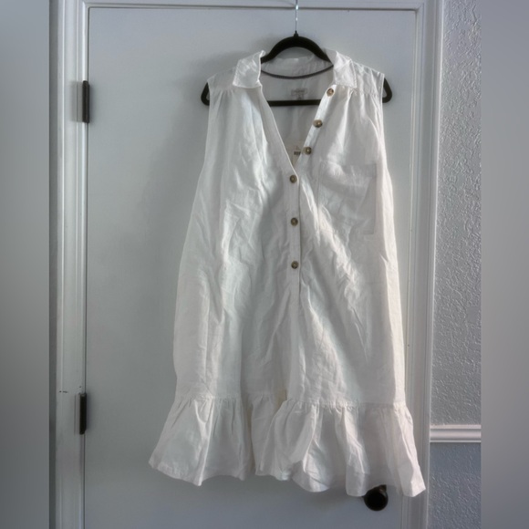 Anthropologie XL Pilcro Sleeveless V-Neck Linen Flounce Mini Dress - Picture 4 of 7